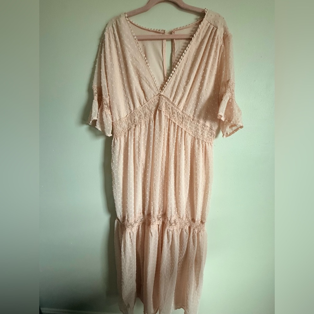 2X Light Pink Elegant Dress